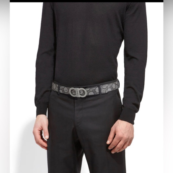 Salvatore Ferragamo men’s belt gray & black size 36/95 brand new